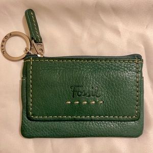 FOSSIL Leather Card/Coin Purse Keychain